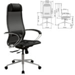 Кресло МЕТТА "ErgoLife" 10 B1-104K, хром, синхромеханизм, прочная сетка, черное — арт. SAMSON-532992