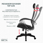 Кресло офисное МЕТТА "К-11", пластик, ткань-сетка, сиденье мягкое, черное — арт. SAMSON-532988