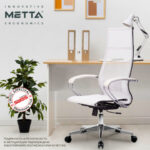 Кресло офисное МЕТТА "К-7" хром, прочная сетка, сиденье и спинка регулируемые, белое — арт. SAMSON-532460