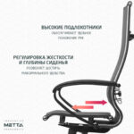 Кресло офисное МЕТТА "К-7" пластик, прочная сетка, сиденье и спинка регулируемые, черное — арт. SAMSON-532468