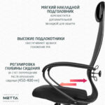 Кресло офисное МЕТТА "К-11", пластик, ткань-сетка, сиденье мягкое, черное — арт. SAMSON-532988