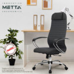 Кресло офисное МЕТТА "К-27" хром, ткань, сиденье и спинка мягкие, серое — арт. SAMSON-532457