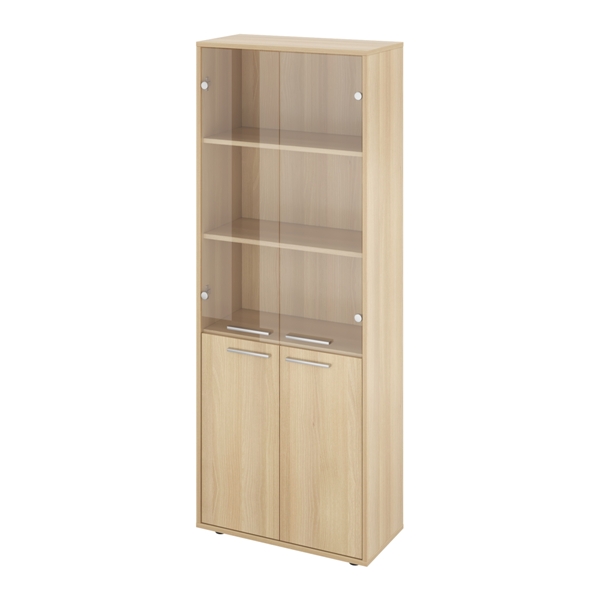 Шкаф закрытый со стеклом 700х338х1845 (КЦ14+КЦ17*2+КЦ40*2+ДБ48*2) Канцлер (КЦ28) — арт. MONOLIT-P-363CD6C09929