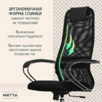Кресло офисное МЕТТА "SU-B-8" хром, ткань-сетка, сиденье мягкое, черное — арт. SAMSON-532427