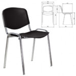 Стул STAFF "Iso Plast CF-009", хром каркас, пластик черный, 532571 — арт. SAMSON-532571