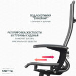 Кресло офисное МЕТТА "К-7-Т" хром, прочная сетка, сиденье и спинка регулируемые, черное — арт. SAMSON-532467