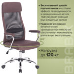 Кресло офисное BRABIX "Flight EX-540", хром, ткань, сетка, коричневое, 531849 — арт. SAMSON-531849