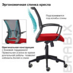 Кресло BRABIX "Wings MG-309", пластик черный, сетка, черное/красное, 532014 — арт. SAMSON-532014