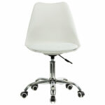 Кресло стул BRABIX "Eames MG-310 CH", хром, пластик белый, экокожа белая, 532923 — арт. SAMSON-532923