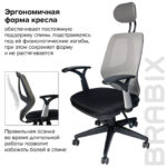 Кресло BRABIX "Saturn ER-400", с подголовником, комбинированное, черное/серое, 530871 — арт. SAMSON-530871