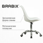 Кресло стул BRABIX "Eames MG-310 CH", хром, пластик белый, экокожа белая, 532923 — арт. SAMSON-532923