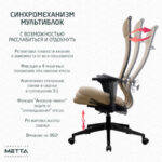 Кресло МЕТТА "ErgoLife" 10 B1-162D, пластик, синхромеханизм, 2D-подлокотники, ткань, бежевое — арт. SAMSON-532991