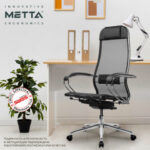 Кресло МЕТТА "ErgoLife" 10 B1-104K, хром, синхромеханизм, прочная сетка, черное — арт. SAMSON-532992