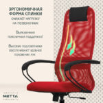 Кресло офисное МЕТТА "SU-B-8" пластик, ткань-сетка, сиденье мягкое, красное — арт. SAMSON-532435