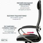 Кресло офисное МЕТТА "К-6" хром, экокожа, сиденье и спинка мягкие, черное — арт. SAMSON-532453