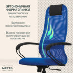 Кресло офисное МЕТТА "SU-B-8" пластик, ткань-сетка, сиденье мягкое, синее — арт. SAMSON-532436