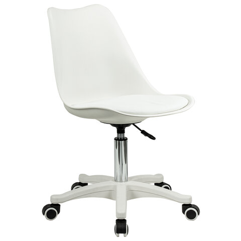 Кресло стул BRABIX "Eames MG-310 PL", пластик белый, экокожа белая, 532926 — арт. SAMSON-532926