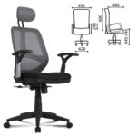 Кресло BRABIX "Saturn ER-400", с подголовником, комбинированное, черное/серое, 530871 — арт. SAMSON-530871
