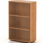 КФ20 Шкаф низкий со стеклом (740х390х1206) (ШФ13+ДФ11*2+ФС01*2) — КФ20.5 — миланский орех