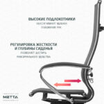 Кресло офисное МЕТТА "К-7" хром, прочная сетка, сиденье и спинка регулируемые, черное — арт. SAMSON-532461