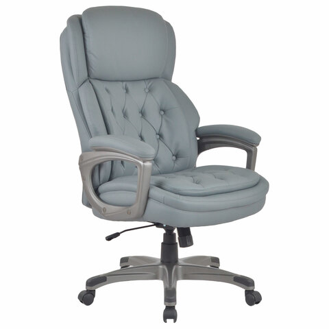 Кресло BRABIX PREMIUM "Regal EX-557", НАГРУЗКА до 150 кг, пружинный блок, экокожа, серое, 532946 — арт. SAMSON-532946