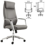 Кресло офисное BRABIX PREMIUM "Jazz EX-757", синхромеханизм, алюминий, экокожа, серое, 532490 — арт. SAMSON-532490