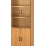 КФ14 Шкаф высокий со стеклом (740х390х2002) (ШФ14+ДФ11*2+ФС01*2+ДФ13*2) — КФ14.5 — миланский орех