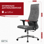 Кресло офисное МЕТТА "L1m 42/2D", хром, 2D-подлокотники, сиденье и спинка мягкие, велюр, темно-серое — арт. SAMSON-532997