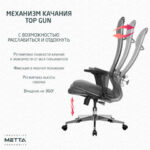 Кресло офисное МЕТТА "L1m 42/2D", хром, 2D-подлокотники, сиденье и спинка мягкие, велюр, темно-серое — арт. SAMSON-532997