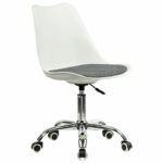 Кресло стул BRABIX "Eames MG-310 CH", хром, пластик белый, ткань серая, 532924 — арт. SAMSON-532924