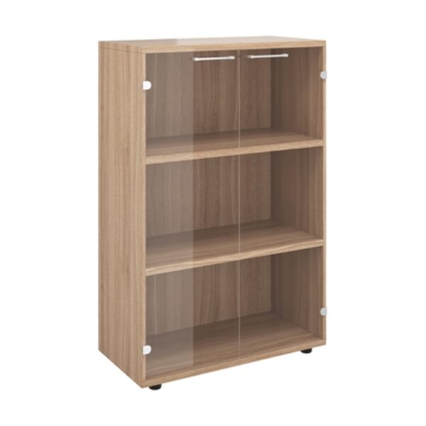 Шкаф широкий низкий со стеклом (КВ86+КВ72Л+КВ72П+КВ25) 818х400х1302 Вектор (КВ206) — арт. MONOLIT-P-AA480BF9CB3E