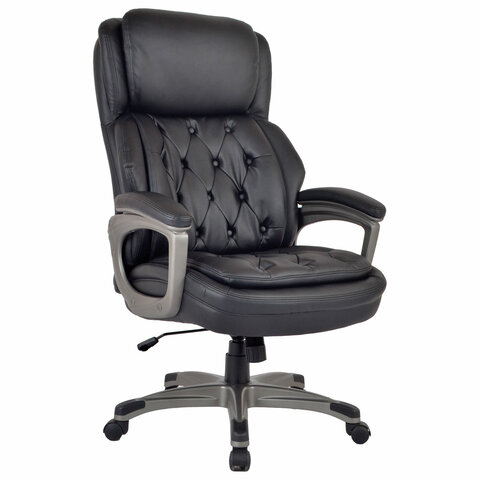 Кресло BRABIX PREMIUM "Regal EX-557", НАГРУЗКА до 150 кг, пружинный блок, экокожа, черный, 532945 — арт. SAMSON-532945