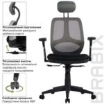 Кресло BRABIX "Saturn ER-400", с подголовником, комбинированное, черное/серое, 530871 — арт. SAMSON-530871