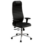 Кресло МЕТТА "ErgoLife" 10 B1-117D, хром, синхромеханизм, 2D-подлокотники, экокожа, черное