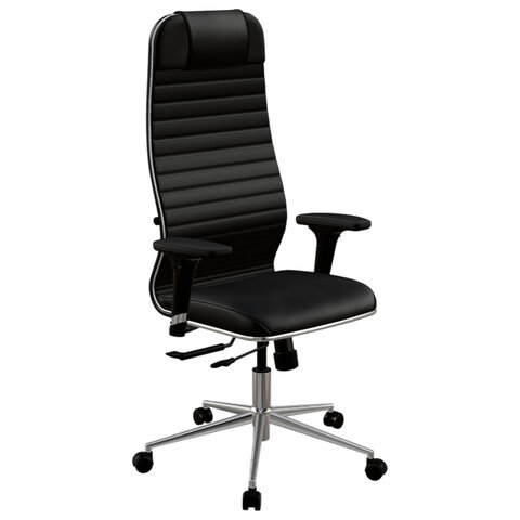 Кресло МЕТТА "ErgoLife" 10 B1-117D, хром, синхромеханизм, 2D-подлокотники, экокожа, черное — арт. SAMSON-532994
