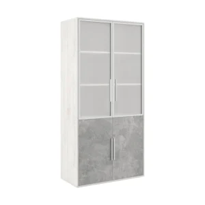 Шкаф для бумаг со стеклом Бетон (B-tone) 93.5 × 45 × 191.7 см — арт. BTN36150131