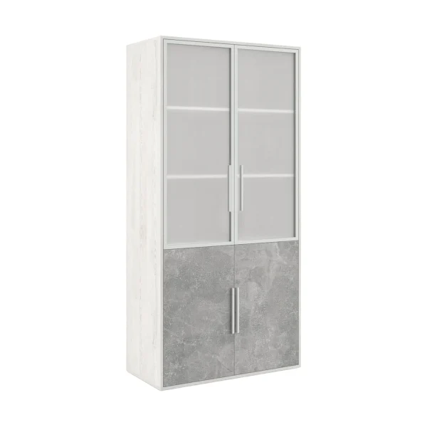 Шкаф для бумаг со стеклом Бетон (B-tone) 93.5 × 45 × 191.7 см
