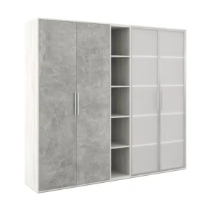 Шкаф высокий 4 створки, с нишей Бетон (B-tone) 213.8 × 45 × 191.7 см — арт. BTN36153531