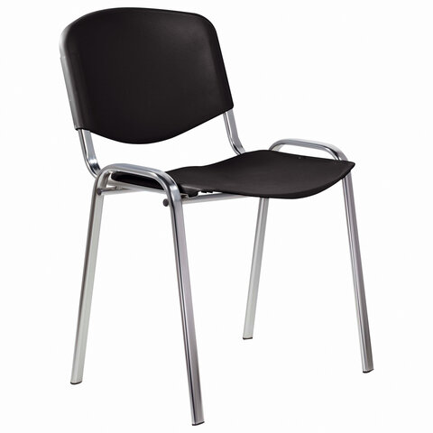 Стул STAFF "Iso Plast CF-009", хром каркас, пластик черный, 532571 — арт. SAMSON-532571