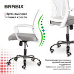 Кресло BRABIX "Wings MG-306", пластик белый, хром, сетка, серое, 532012 — арт. SAMSON-532012