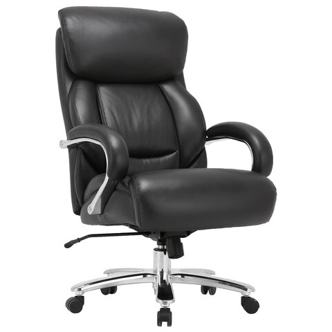 Кресло из натуральной кожи BRABIX PREMIUM "Pride HD-100", НАГРУЗКА до 250 кг, черное, 531940 — арт. SAMSON-531940