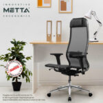 Кресло МЕТТА "ErgoLife" 10 B1-104D, хром, синхромеханизм, 2D-подлокотники, прочная сетка, черное — арт. SAMSON-532993