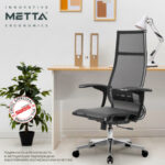 Кресло офисное МЕТТА "К-7-Т" хром, прочная сетка, сиденье и спинка регулируемые, черное — арт. SAMSON-532467
