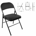Стул складной BRABIX "Golf Plus CF-003 КОМФОРТ", черный каркас, кожзам черный, В КОРОБЕ, 533026 — арт. SAMSON-533026