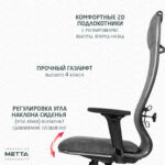 Кресло офисное МЕТТА "L1m 42/2D", хром, 2D-подлокотники, сиденье и спинка мягкие, велюр, темно-серое — арт. SAMSON-532997