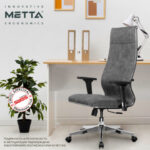 Кресло офисное МЕТТА "L1m 42/2D", хром, 2D-подлокотники, сиденье и спинка мягкие, велюр, темно-серое — арт. SAMSON-532997