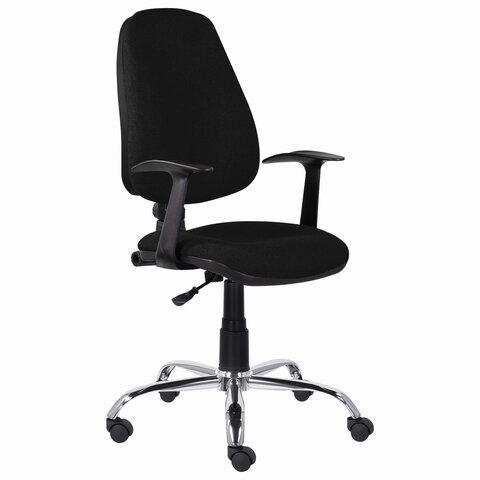 Кресло BRABIX "Comfort MG-322", хром, регулируемая эргономичная спинка, ткань, черное, 532558 — арт. SAMSON-532558