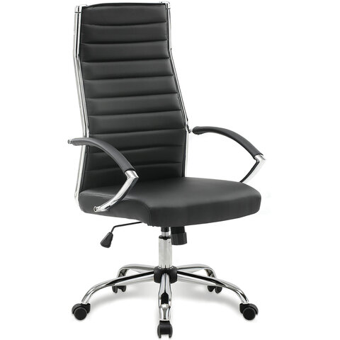 Кресло офисное BRABIX "Style EX-528", экокожа, хром, черное, 531947 — арт. SAMSON-531947