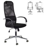 Кресло офисное BRABIX "Pilot EX-610 CH" premium, хром, ткань-сетка, черное, 532417 — арт. SAMSON-532417