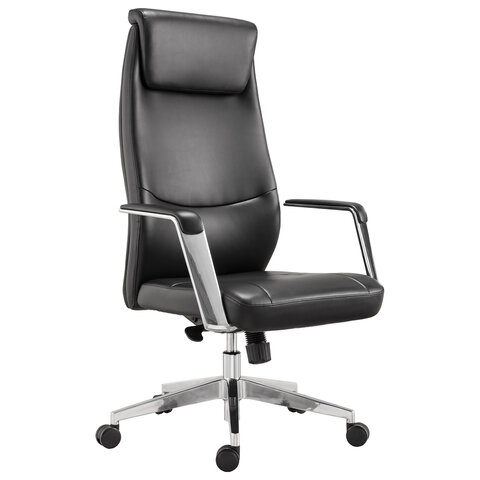 Кресло офисное BRABIX PREMIUM "Jazz EX-757", синхромеханизм, алюминий, экокожа, черное, 532489 — арт. SAMSON-532489